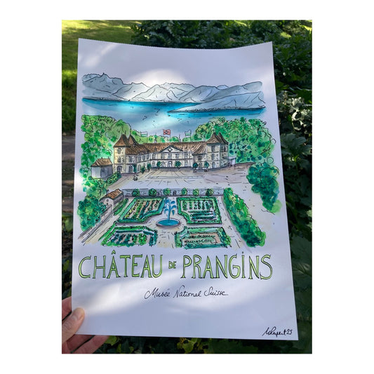 Original drawing of Château de Prangins, Switzerland