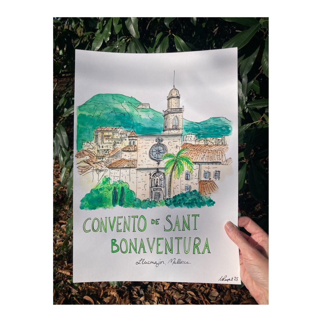 Original drawing of Convento de Sant Bonaventura, Llucmajor, Mallorca