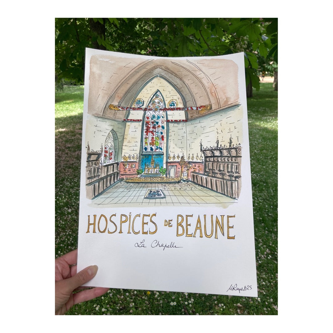 Original drawing of Hospices de Beaune, France