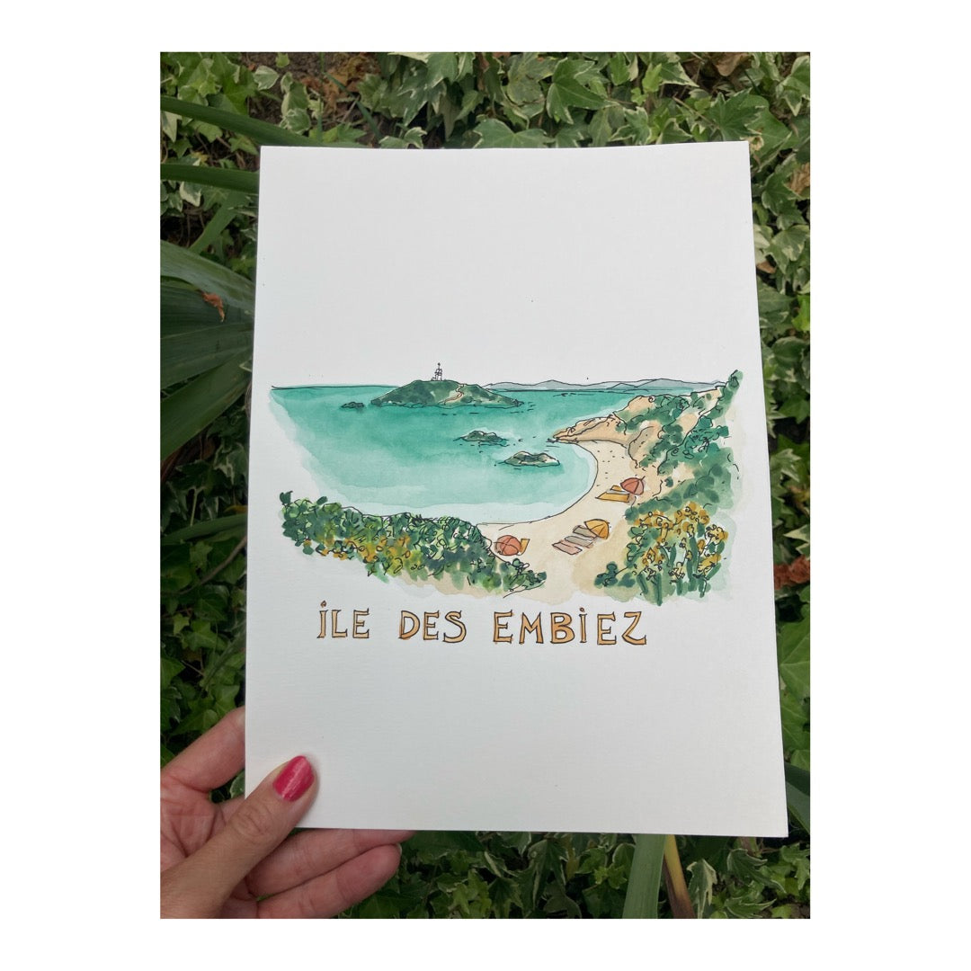 Original drawing of Ile des Embiez, Provence