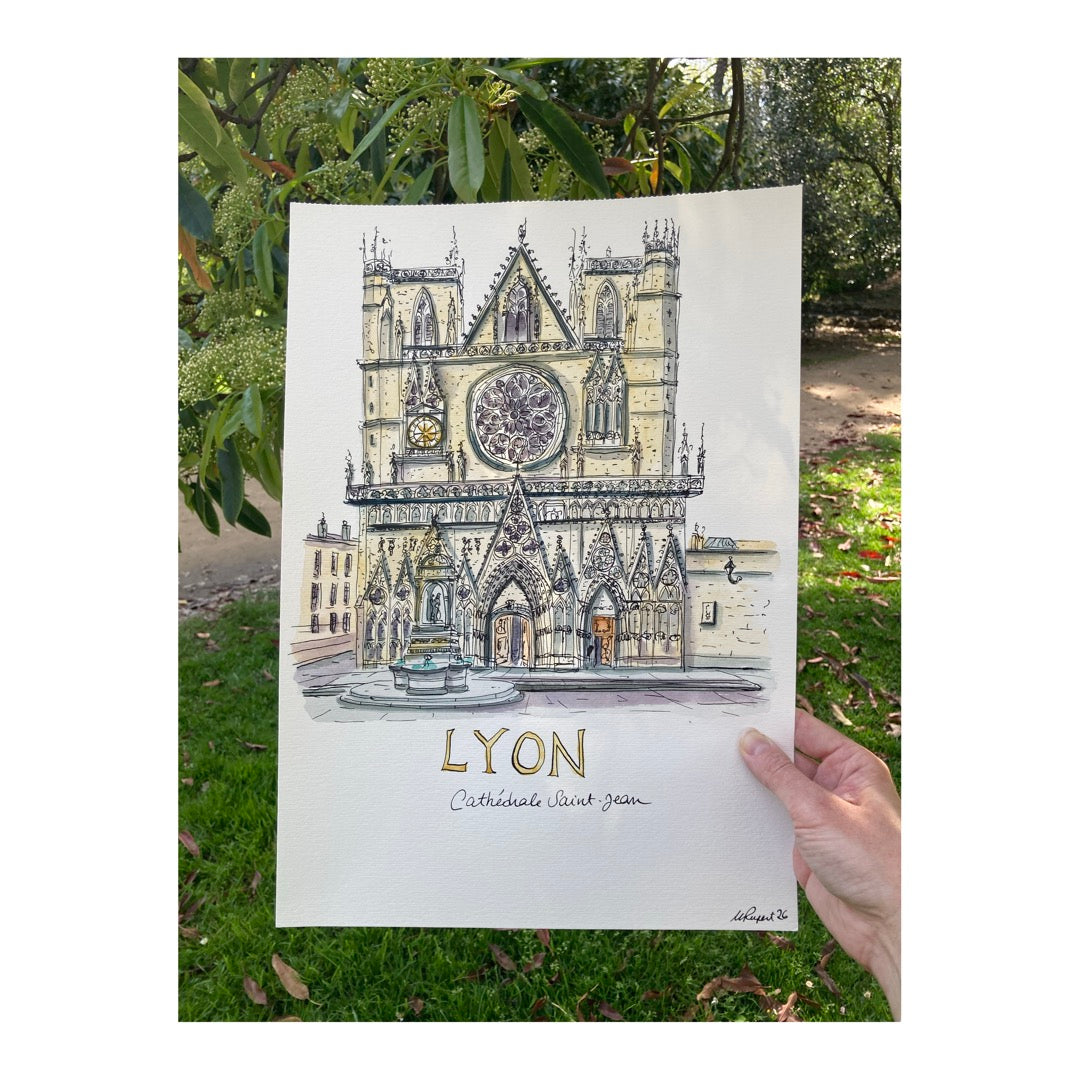 Original drawing of Lyon, Cathédrale Saint-Jean
