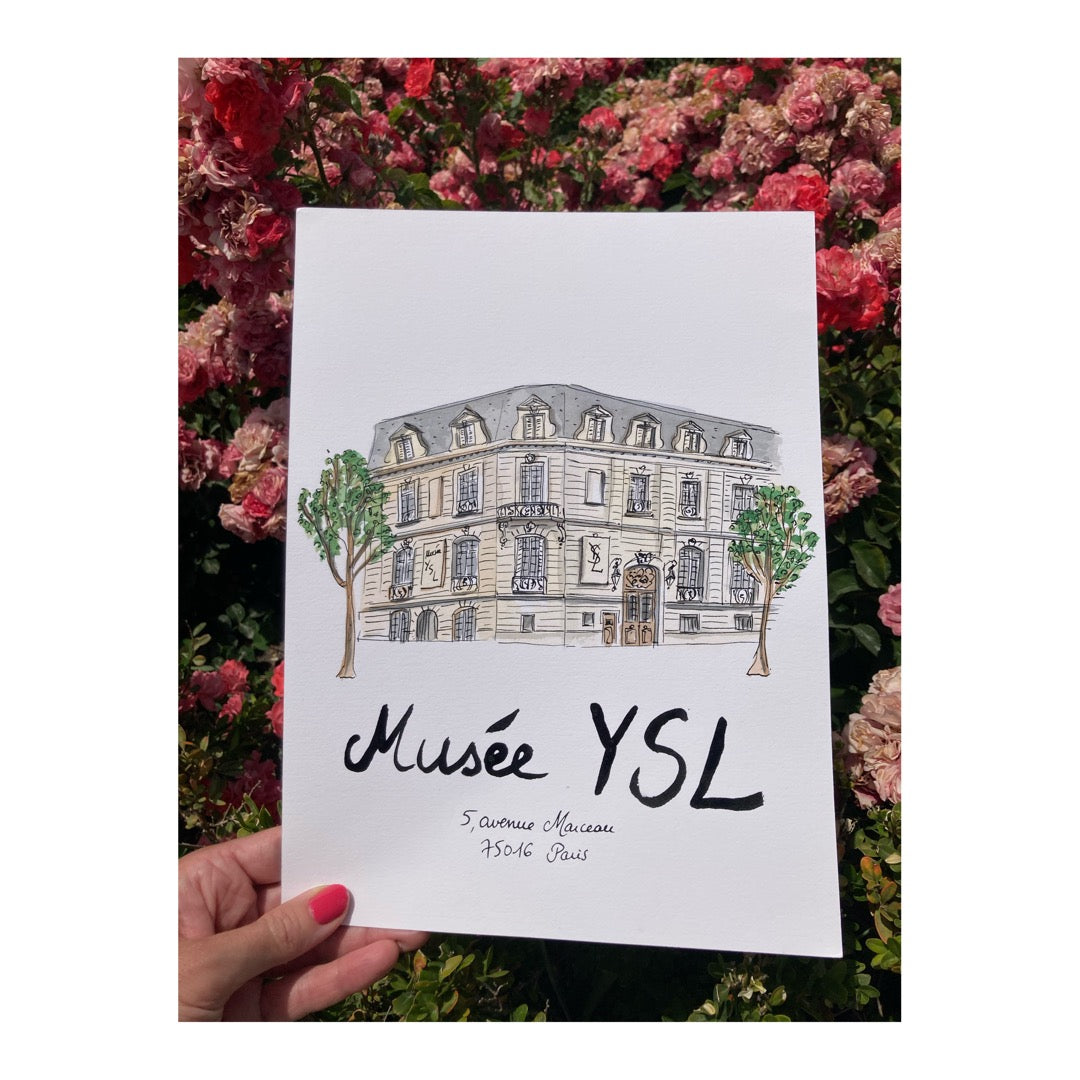 Original drawing of Musée Yves Saint-Laurent, Paris – AguaLuz Editions