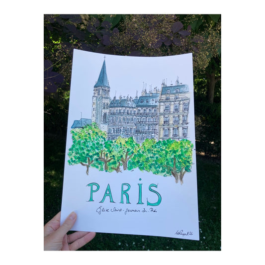 Original drawing of Paris, Eglise de Saint-Germain-des-Prés