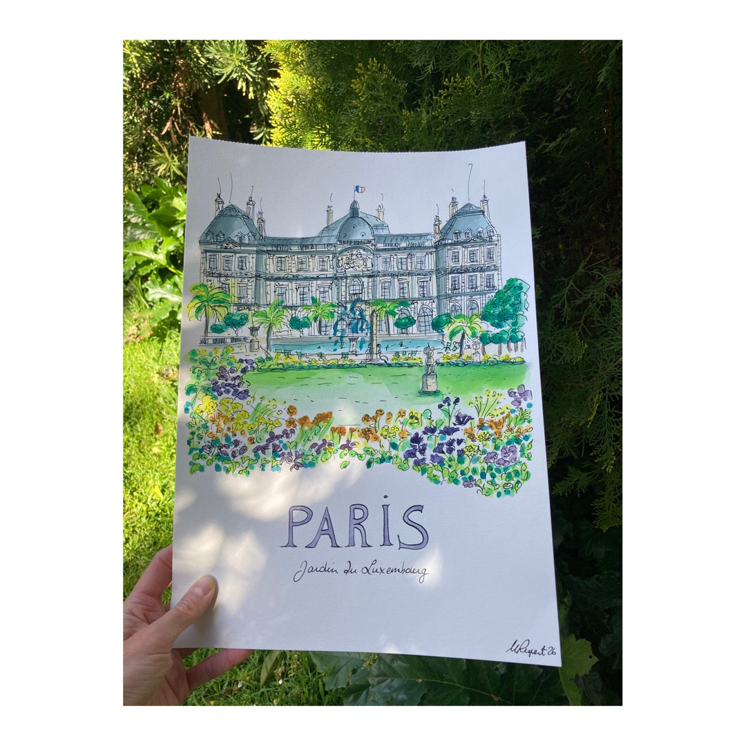 Original drawing of Paris, Jardin du Luxembourg