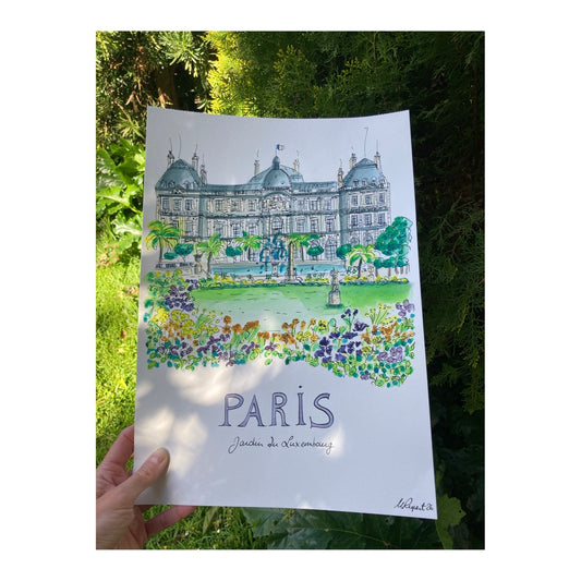 Original drawing of Paris, Jardin du Luxembourg