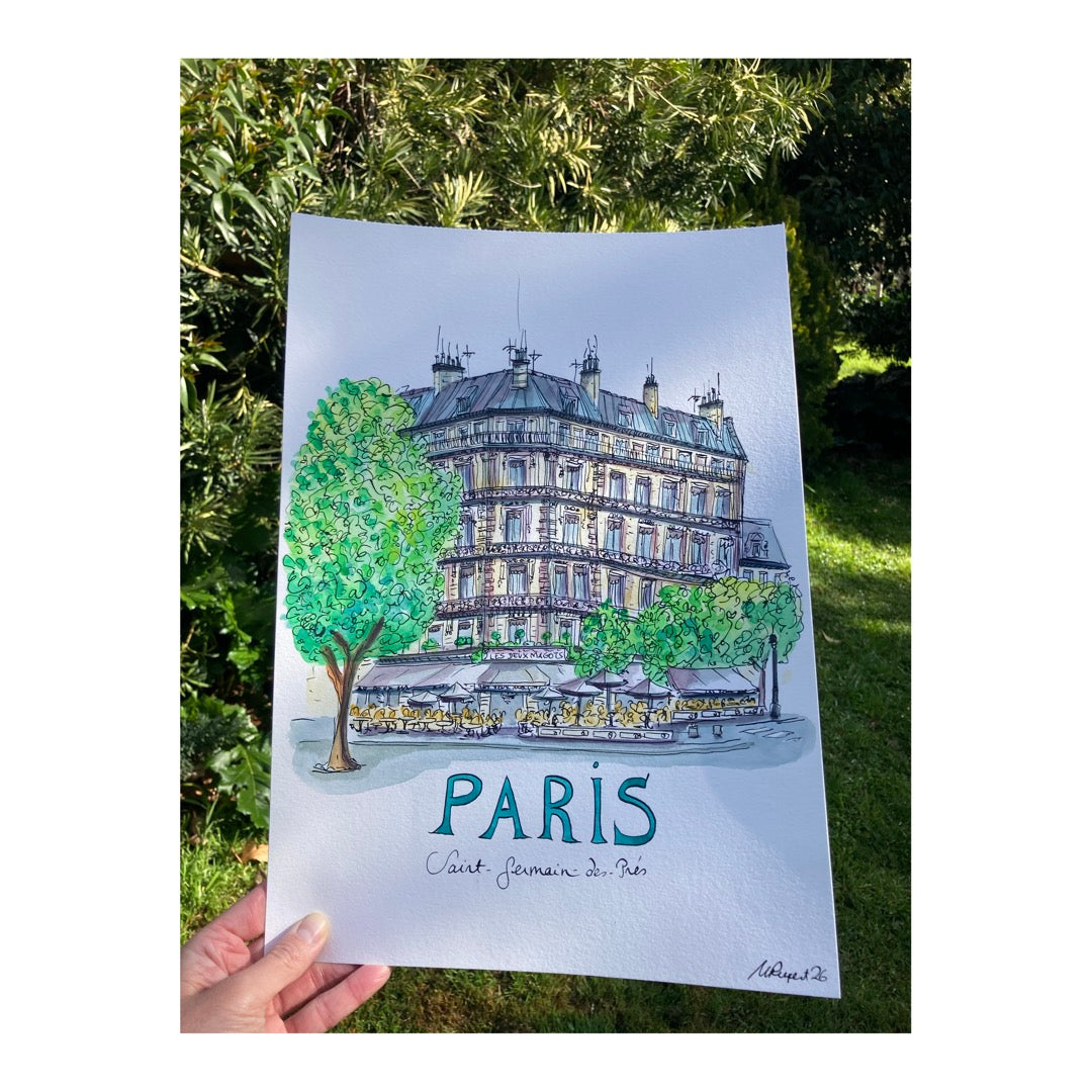 Original drawing of Paris, Saint-Germain-des-Prés