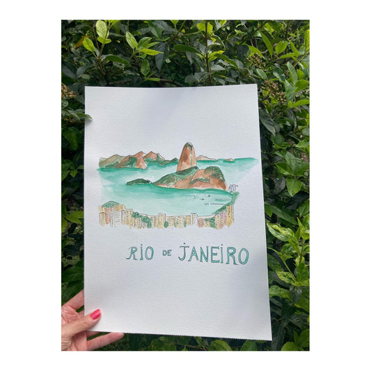 Original drawing of Rio de Janeiro, Brazil