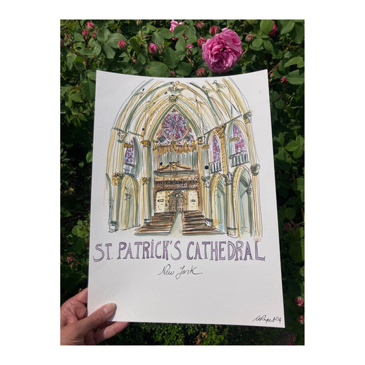 Original drawing of St Patrick's Cathedral, New York