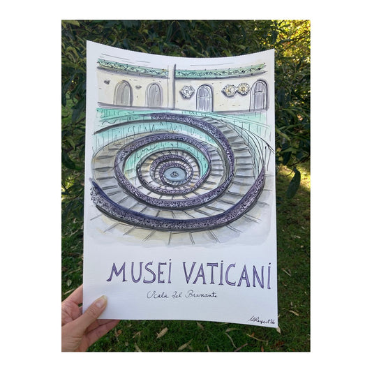 Original drawing of Vatican, Scala del Bramante, Roma