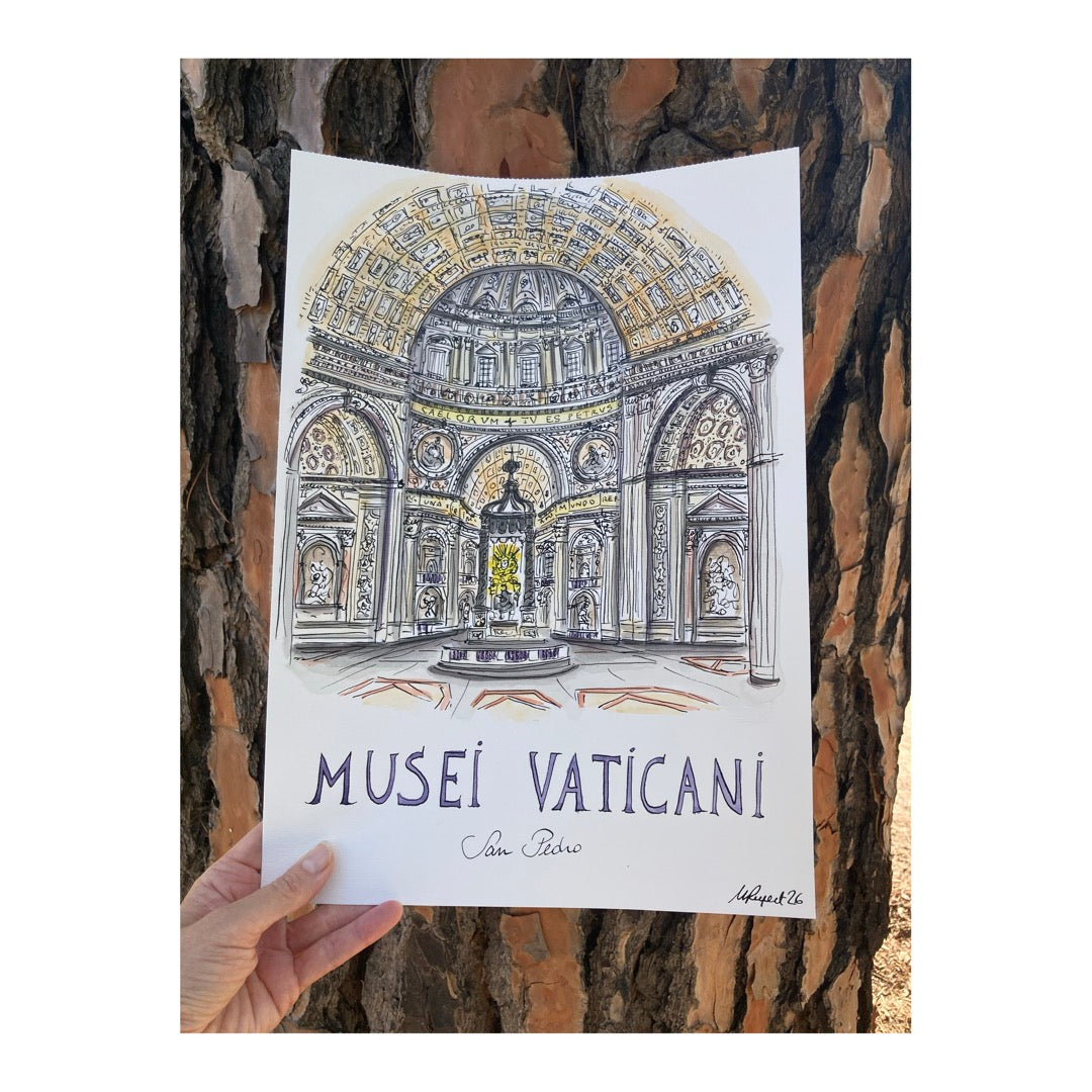Original drawing of Vatican, Basilica San Pietro, Roma