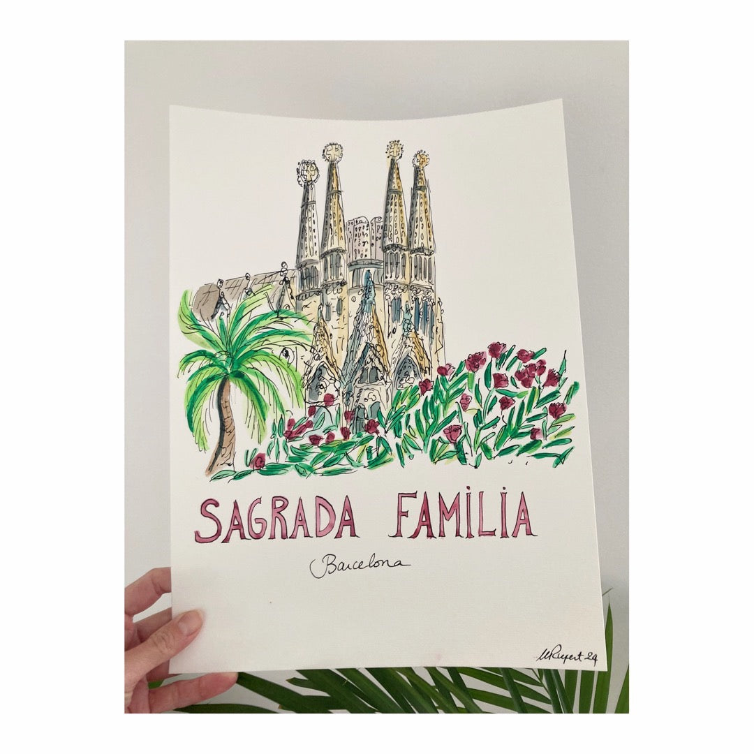 Original drawing of Barcelona, Sagrada Familia