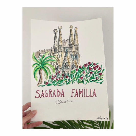 Original drawing of Barcelona, Sagrada Familia