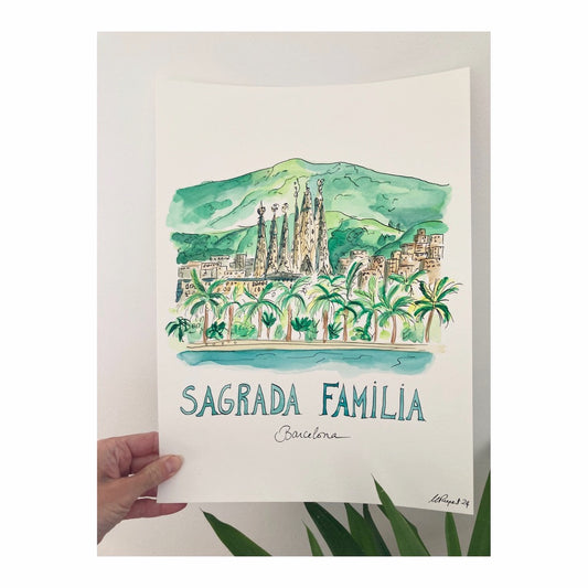 Original drawing of Barcelona, Sagrada Familia