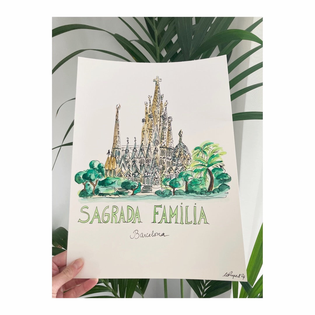 Original drawing of Barcelona, Sagrada Familia