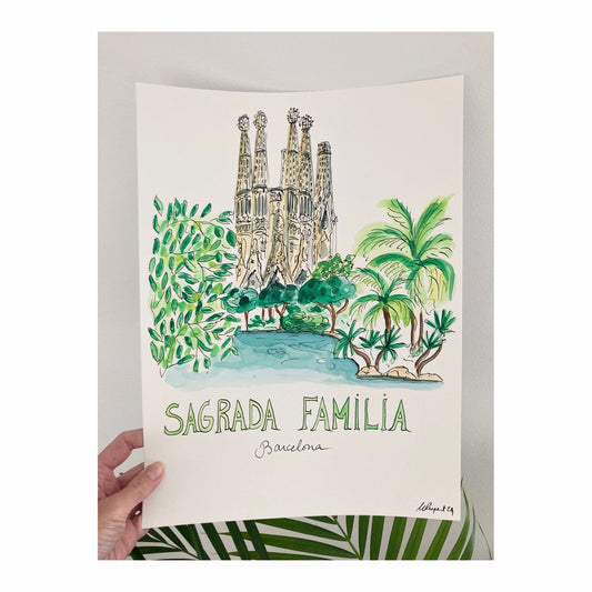 Original drawing of Barcelona, Sagrada Familia