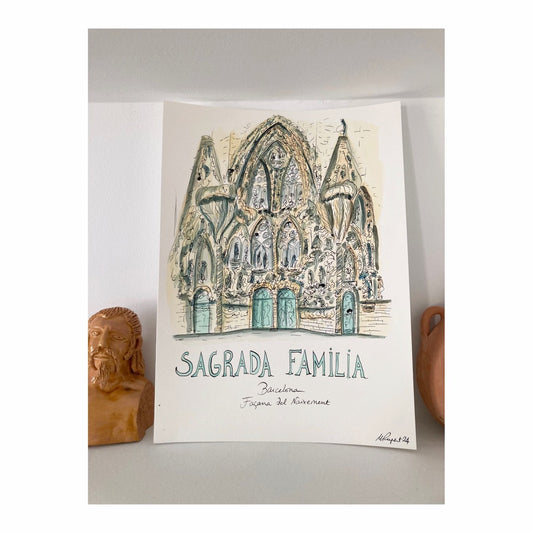 Original drawing of Barcelona, Sagrada Familia