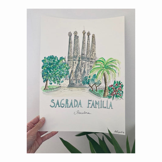 Original drawing of Barcelona, Sagrada Familia