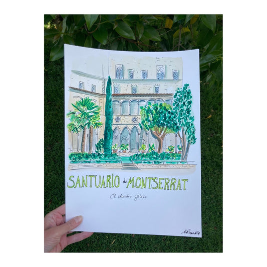 Original drawing of Santuario de Montserrat, Barcelona Catalunya