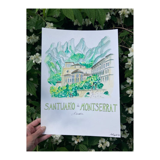 Original drawing of Santuario de Montserrat, Barcelona Catalunya