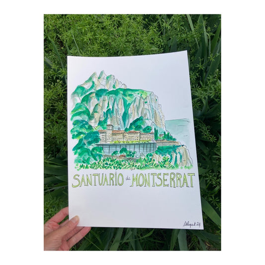 Original drawing of Santuario de Montserrat, Barcelona Catalunya
