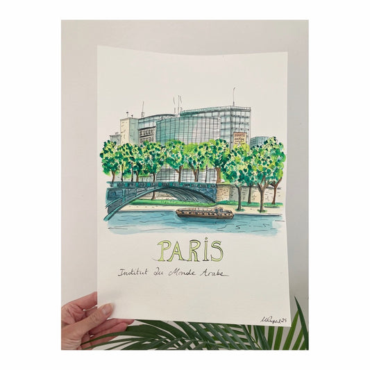 Original drawing of Paris, Institut du Monde Arabe