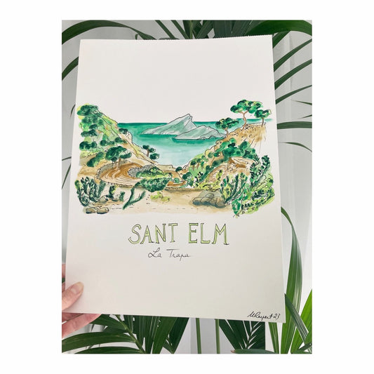 Original drawing of Mallorca, Sant Elm, La Trapa