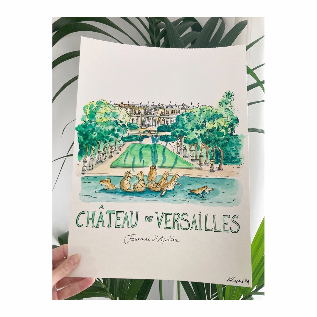 Original drawing of Château de Versailles, Fontaine d'Apollon