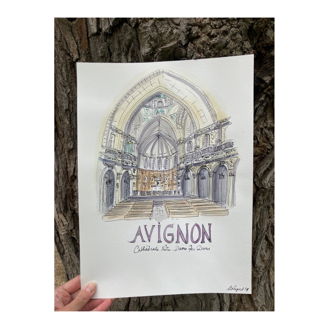 Original drawing of Avignon, Cathédrale Notre-Dame des Doms