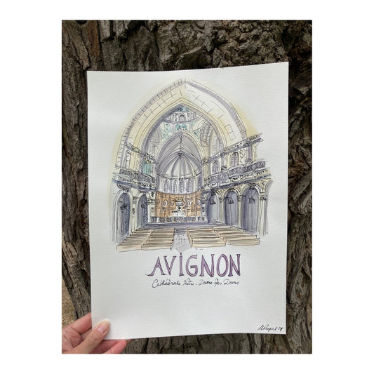 Original drawing of Avignon, Cathédrale Notre-Dame des Doms