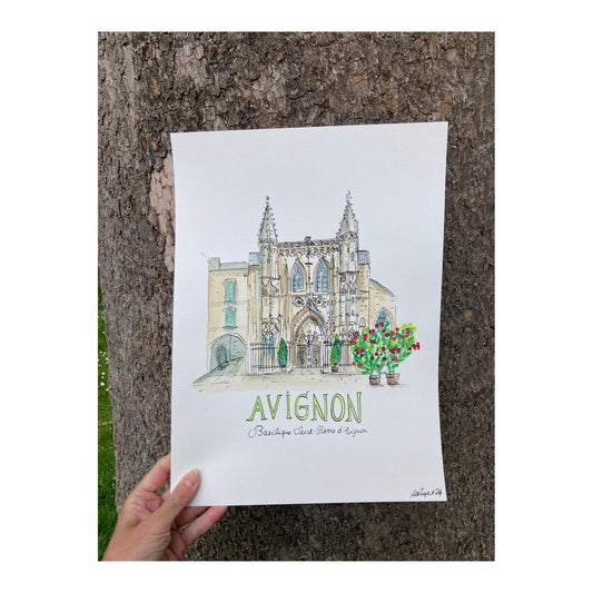 Original drawing of Avignon, Basilique Saint-Pierre d'Avignon