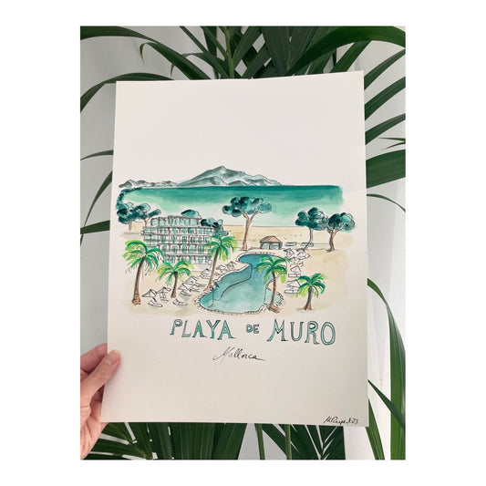 Original drawing of Mallorca, Playa de Muro