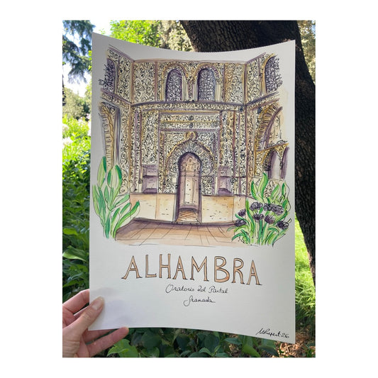 Original drawing of Alhambra, Oratorio del Partal, Granada