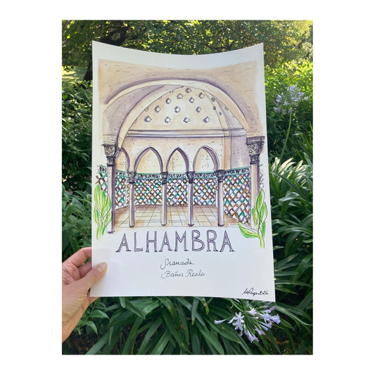Original drawing of Alhambra, Banos Reales, Granada