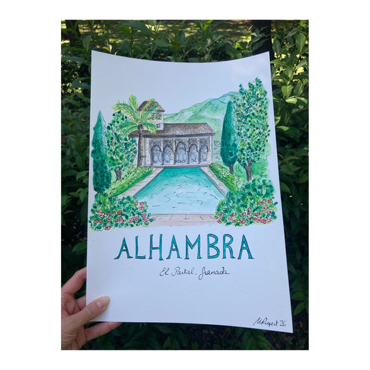 Original drawing of Alhambra, El Partal, Granada