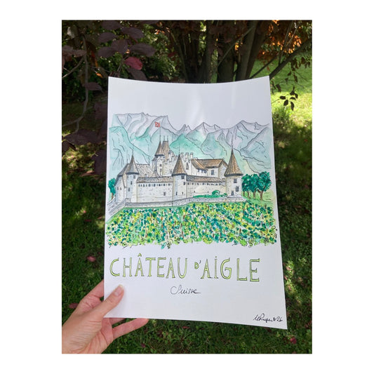 Original drawing of Château d'Aigle, Switzerland