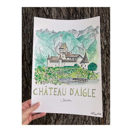 Original drawing of Château d'Aigle, Switzerland