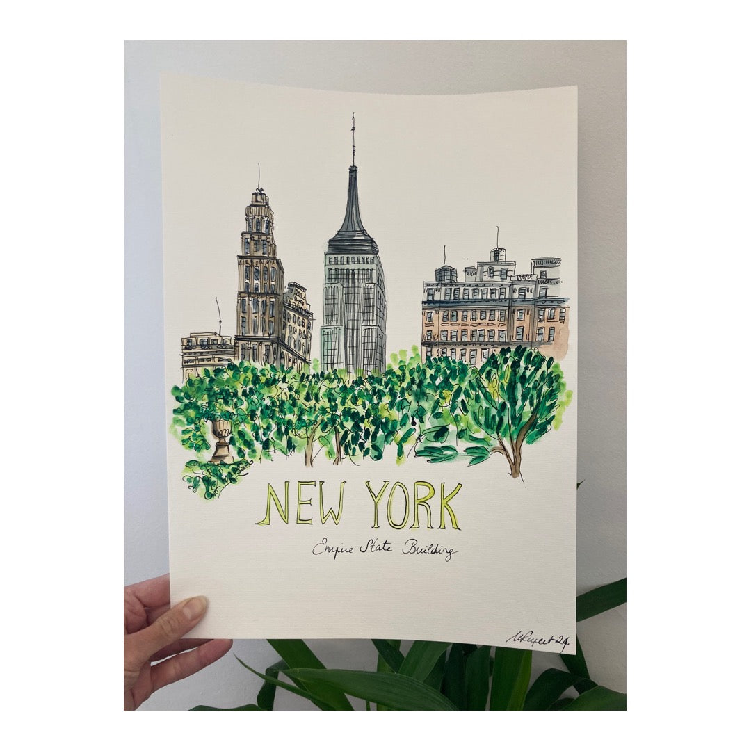 Original drawing of New York City, Empire State Building