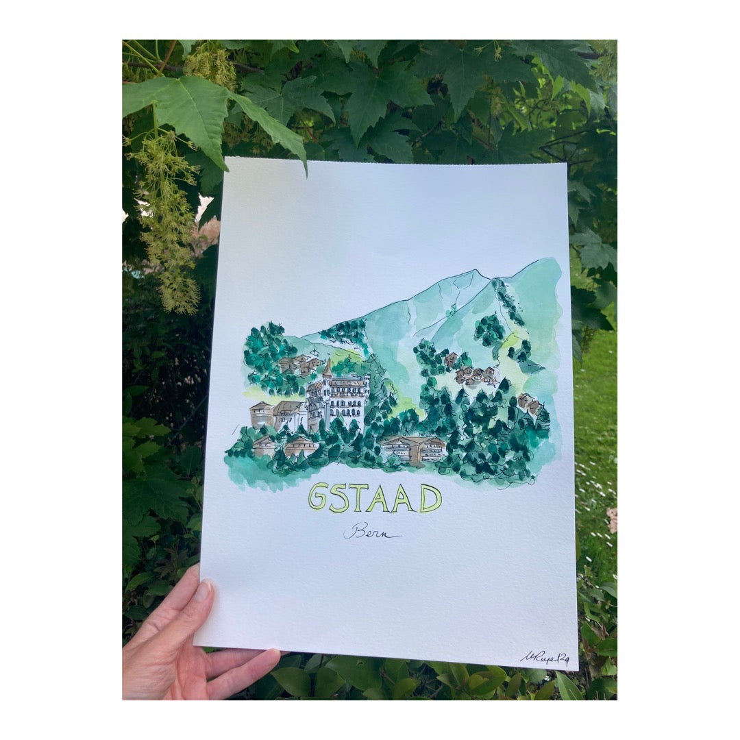 Original drawing of Mountain, Gstaad