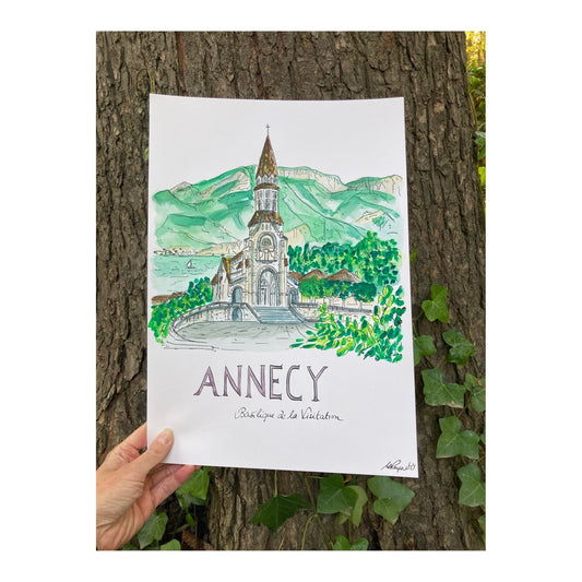 Original drawing of Annecy, Basilique de la Visitation