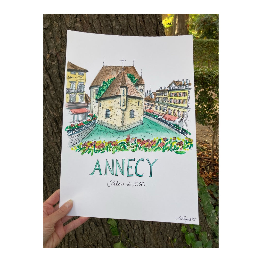 Original drawing of Annecy, Palais de l'Ile