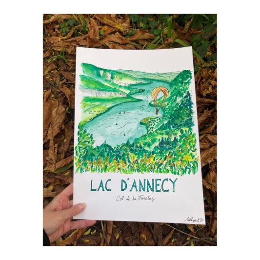 Original drawing of Lac d'Annecy, Col de la Forclaz