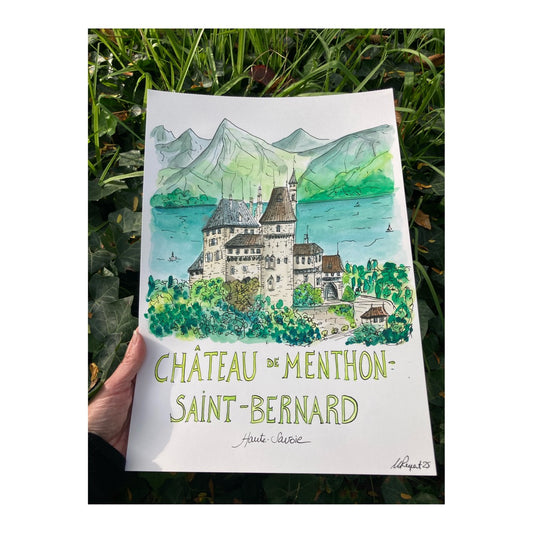 Original drawing of Lac d'Annecy, Château de Menthon-Saint-Bernard