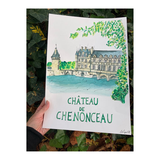 Original drawing of Castle of Chenonceau