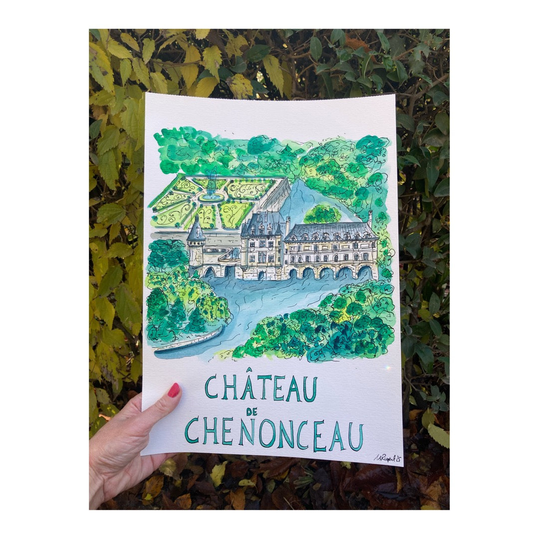 Original drawing of Castle of Chenonceau