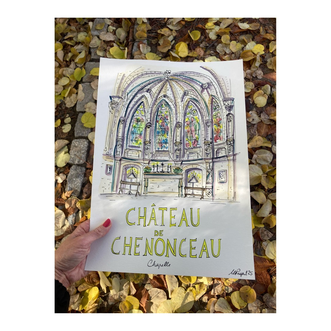 Original drawing of Castle of Chenonceau