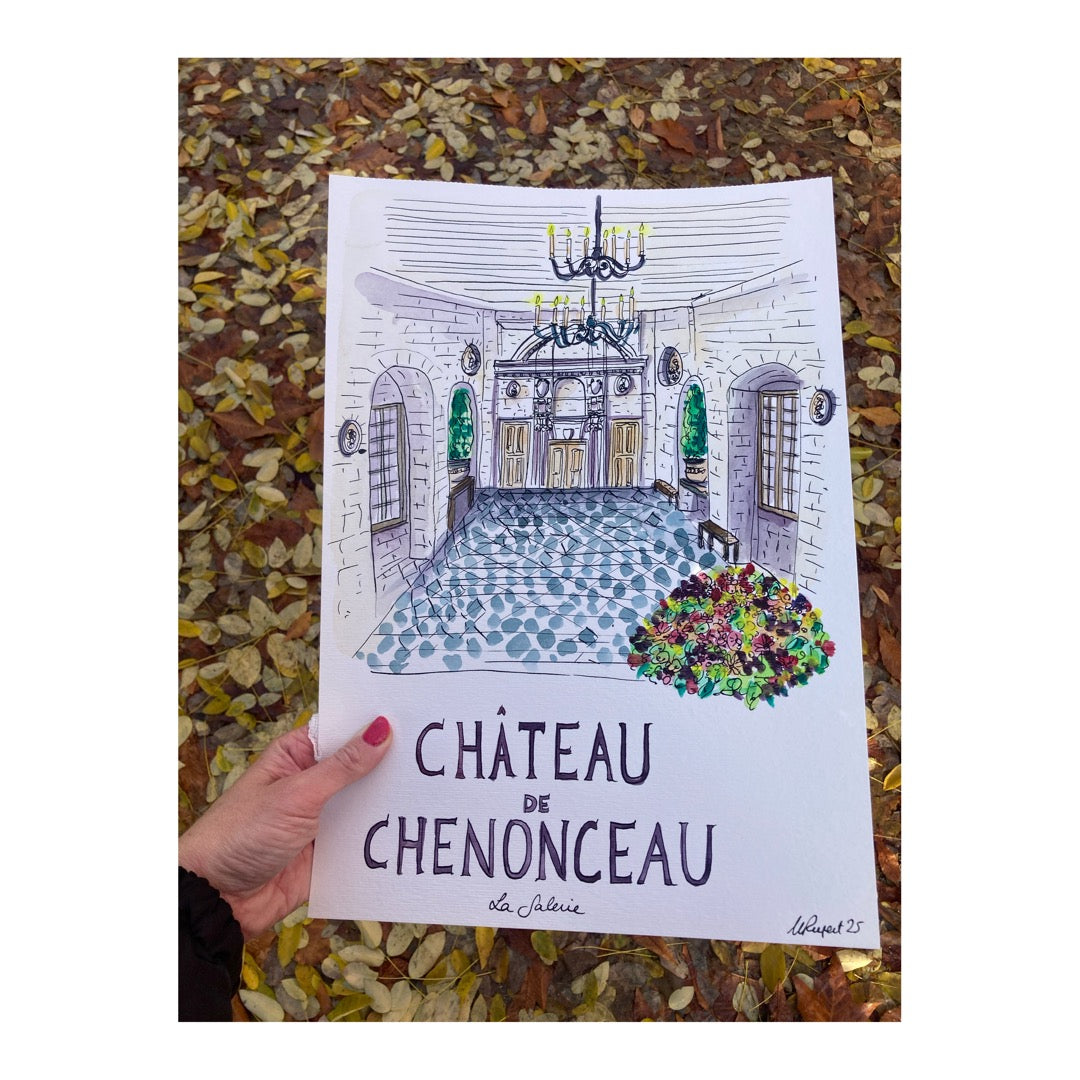 Original drawing of Castle of Chenonceau