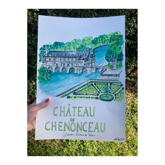 Original drawing of Castle of Chenonceau