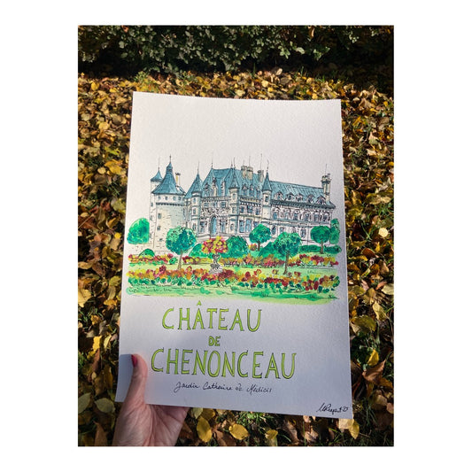 Original drawing of Castle of Chenonceau