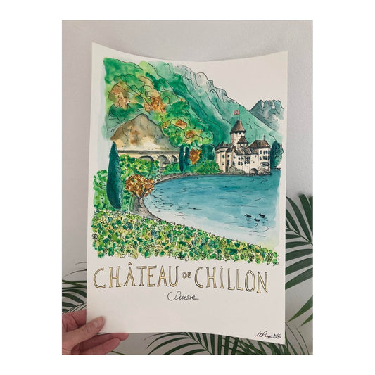 Original drawing of Château de Chillon, Switzerland