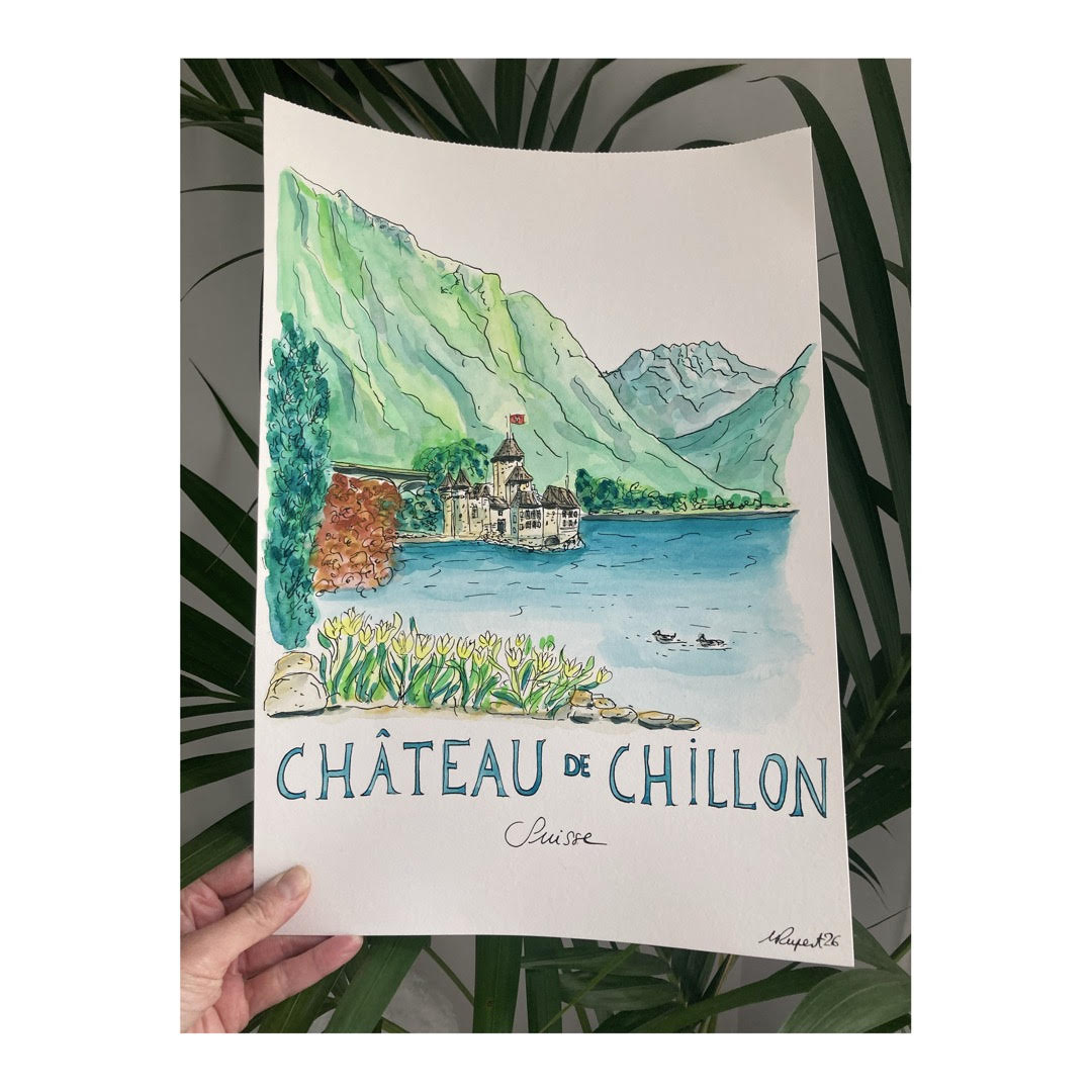 Original drawing of Château de Chillon, Switzerland